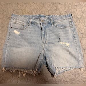 Old Navy Light Blue OG Straight Denim 5” Distressed Shorts Sz 16